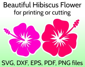 Hibiscus SVG Flower Cut File for Cricut & Silhouette, Tropical Flower Clipart, Hawaian flowers, Hawaii SVG Flower, Hibiscus Design