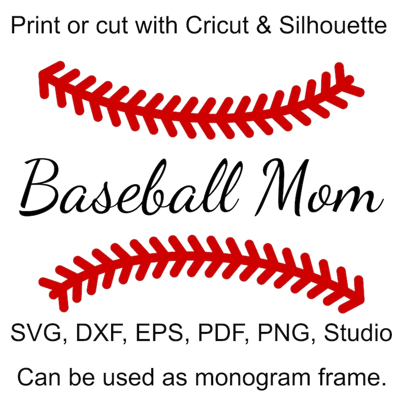 Baseball Stitches SVG Files, Baseball Laces SVG file for Cricut, Baseball Split Monogram Frame SVG files for Silhouette, Baseball Stich svg image 3