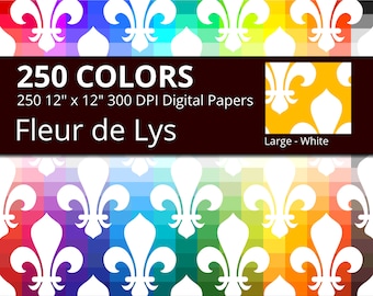 Fleur de Lys Digital Paper Pack, 250 Colors Royal Digital Paper Fleur de Lis Crest, Large Fleur de Lis Pattern, Royalty Medieval Papers