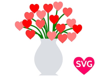 Bouquet of Heart Flowers SVG file to print or cut with Cricut & Silhouette