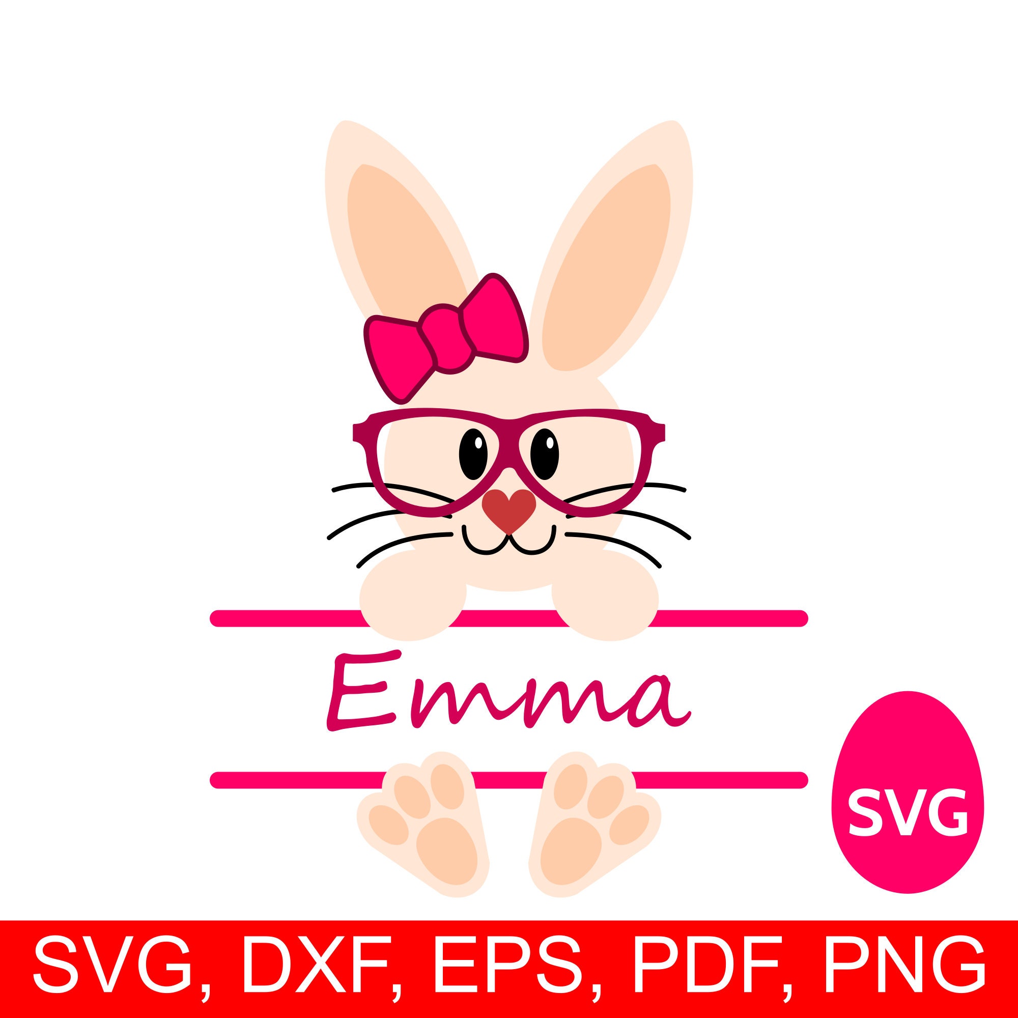 Easter Monogram for Girl SVG, Easter Bunny Monogram SVG Split Frame of a ve...