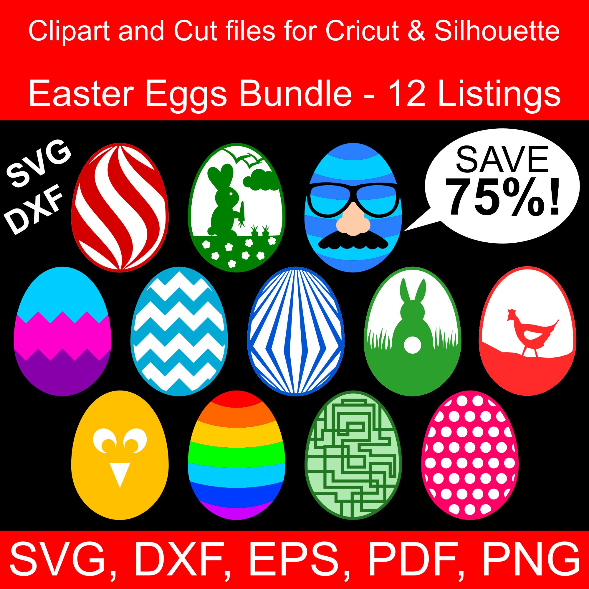 Download Easter Eggs SVG Bundle 12 Easter Eggs SVG files for Cricut ...