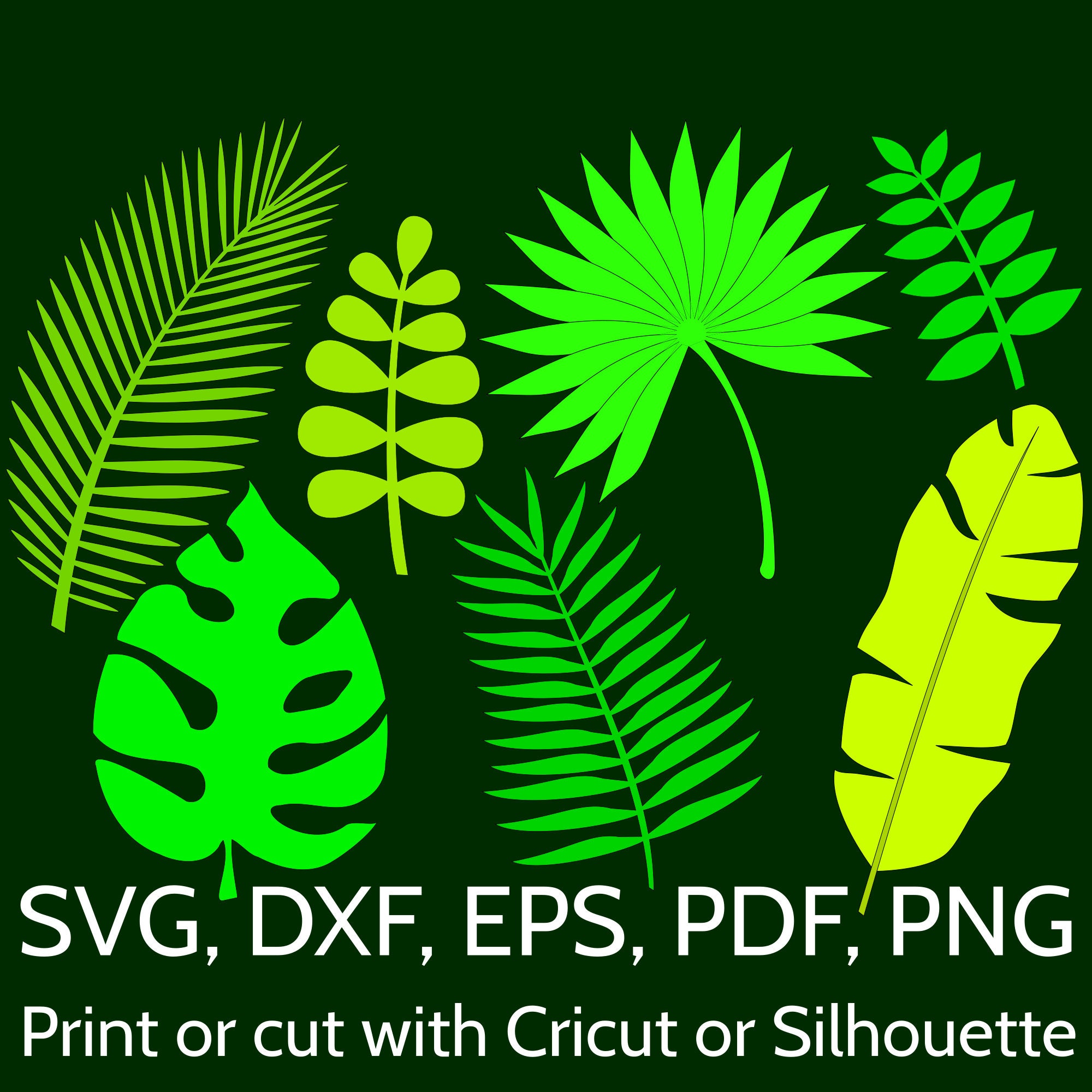 Download 7 Jungle Tropical Leaves Svg Cut Files For Cricut Etsy