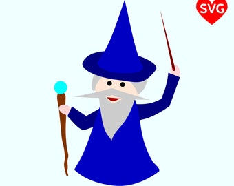 Cute Wizard SVG, Sorcerer SVG File for Cricut and Silhouette, Magician SVG, Magic svg files, Wizard clipart, Halloween Svg files, Wizard dxf