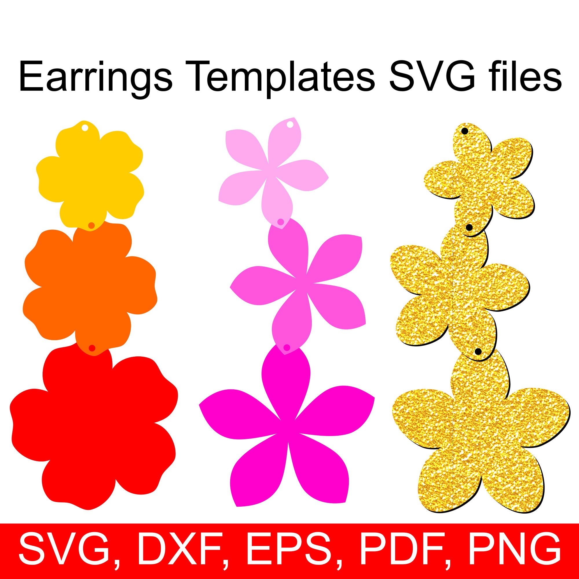 Download Flower Earrings templates SVG Files for Cricut and ...