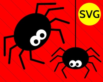 SVG Hanging Spider SVG Cut Files for Cricut & Silhouette, Halloween SVG design, Spider Clipart, Svg Spider Design