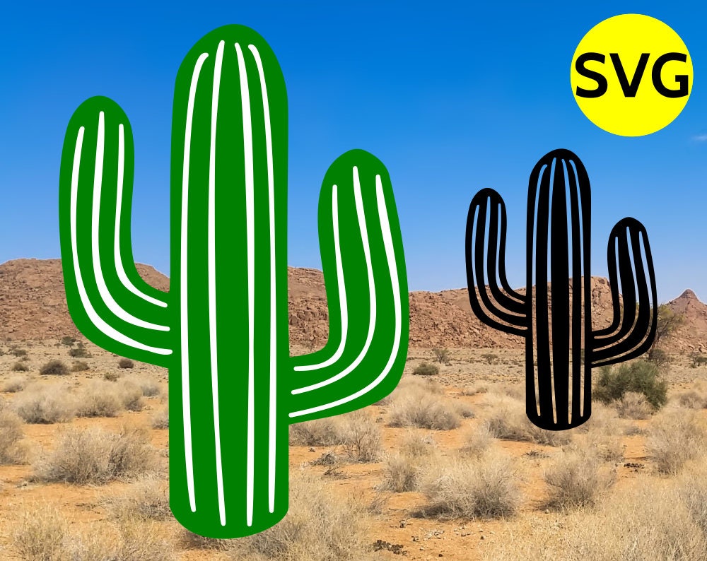 Cactus In Desert Cut Out Landscape PNG & SVG Design For T-Shirts