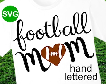 Football Mom SVG File and printable clipart with heart shaped football to make Football Mom shirts and gifts