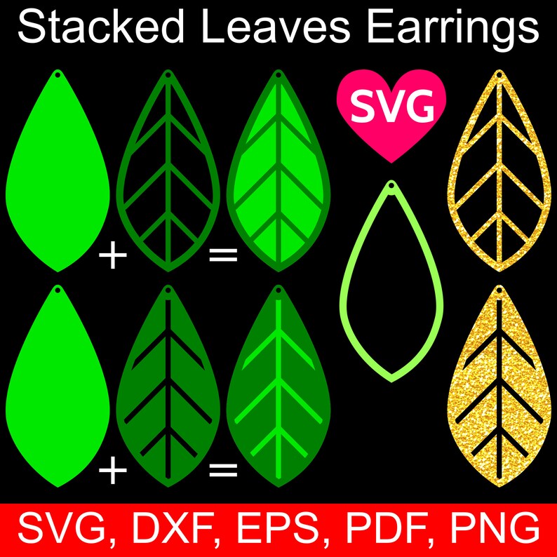 Leaf Earrings SVG Files Leaves Earrings SVG cut files for image 1