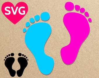 Baby Footprint SVG, Baby Feet SVG, Baby Foot SVG, Baby Foot Print svg file for Cricut & Silhouette, Baby Shower svg design dxf, pdf, png