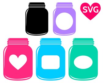 Mason Jars SVG files with labels and monogram frame for Cricut and Silhouette