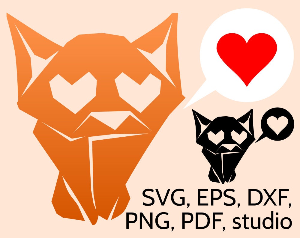 Download Adorable Svg Origami Cat With Loving Eyes Cute Kitten Svg Cut File For Cricut Silhouette PSD Mockup Templates