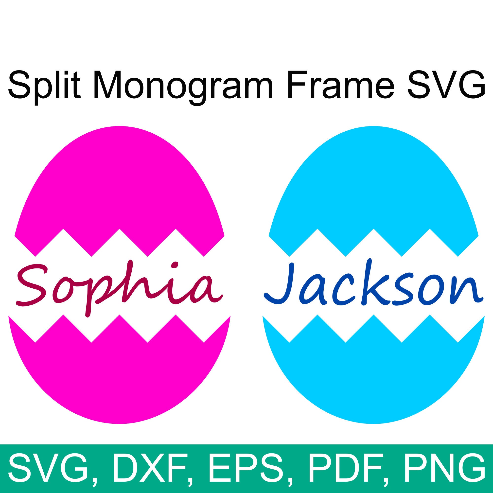 Download Split Easter Egg Monogram Frame Svg With A Cracked Easter Egg Shell To Make A Boy Or Girl Monogram