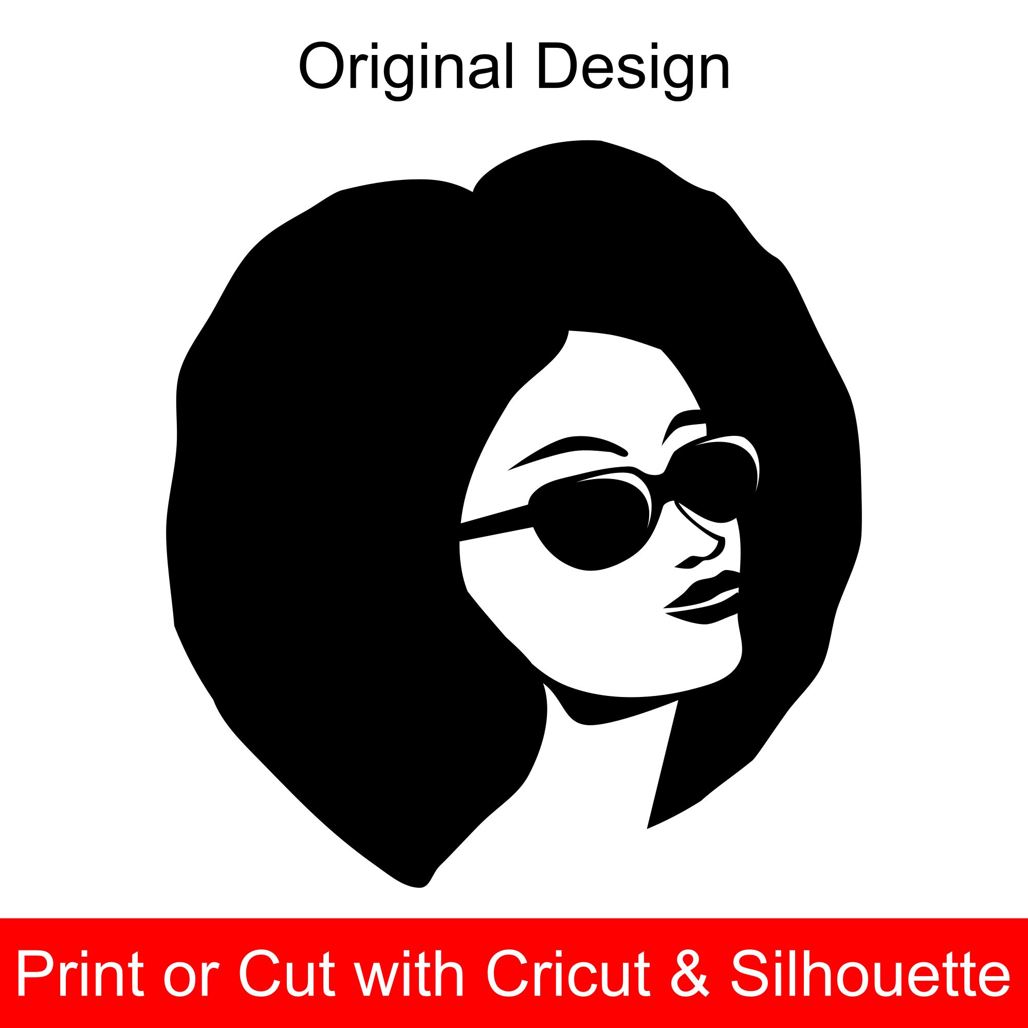 Download Afro Woman with Shades SVG File, Afro Lady with Sunglasses SVG cut file and printable clipart