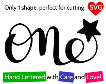 One and Star SVG File for Boy and For Girl to make a First Birthday Cake Topper or Card