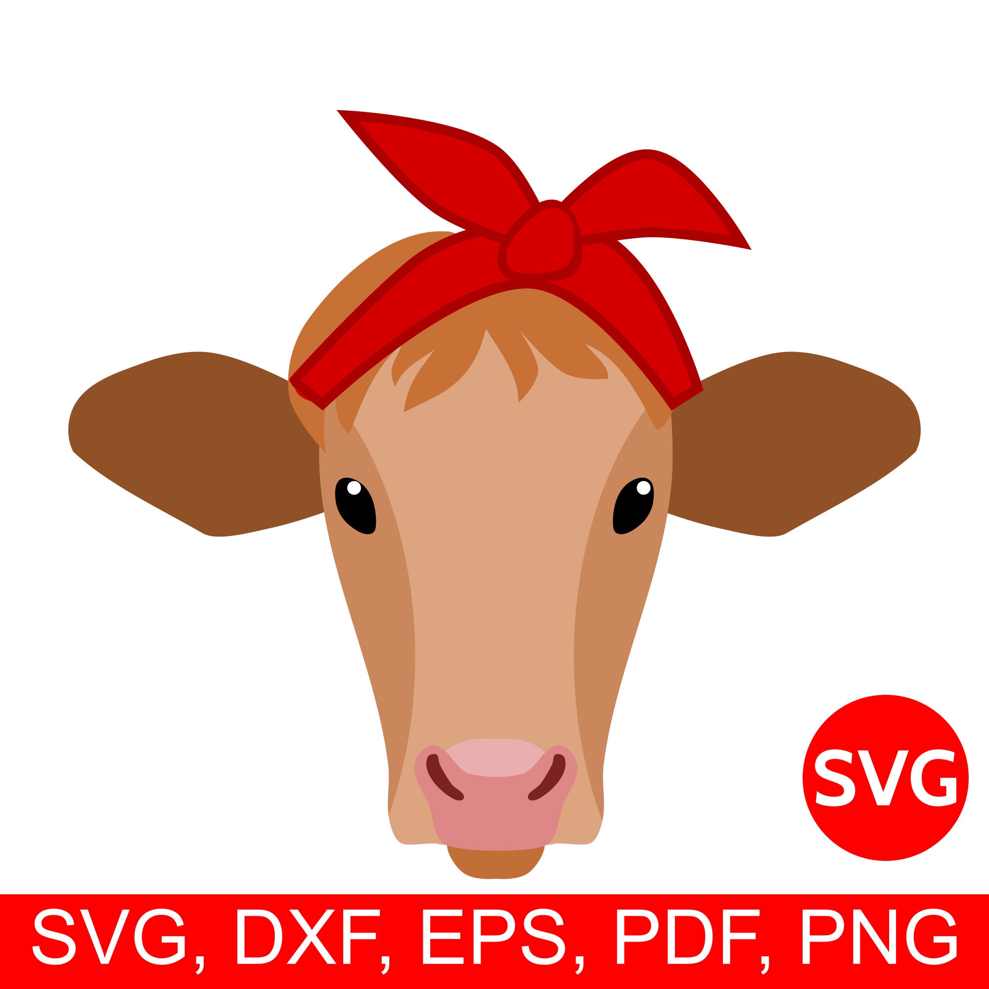 Heifer Cow With Bandana Svg File For Cricut Silhouette