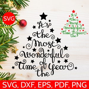 EXCLUSIVE It es the Most Wonderful Time of the Year SVG Datei für Cricut & Silhouette - Weihnachtsbaum SVG Dateien - Weihnachts Sprüche Clipart