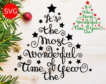 EXCLUSIVE It's the Most Wonderful Time of the Year SVG file for Cricut & Silhouette - Christmas Tree SVG files - Christmas Sayings Clipart