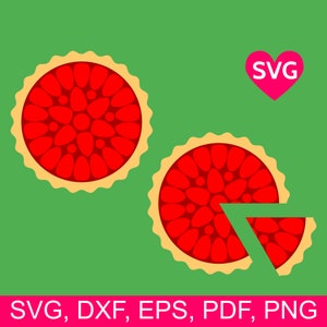 Strawberry Pie SVG Files for Cricut and Silhouette, Strawberry Pie Slice SVG, Selbstgemachte Erdbeerkuchen Clipart, Baked Strawberry Pie Design