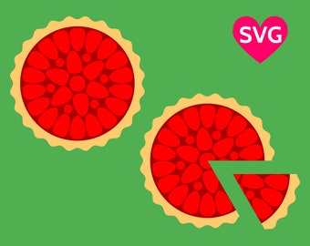 Strawberry Pie SVG Files for Cricut and Silhouette, Whole Strawberry Pie and Slice of Strawberry Pie printable clipart and cut files