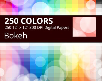 Bokeh Digital Paper Pack, 250 Colors Shiny Digital Paper Bokeh Background, Digital Bokeh Backdrop, Seamless Bokeh Texture Photography