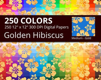 250 Golden Japanese Gems Digital Paper Pack with 250 Colors, Rainbow Colors Hanabishi and Shippo Patterns Digital Scrapbooking Paper