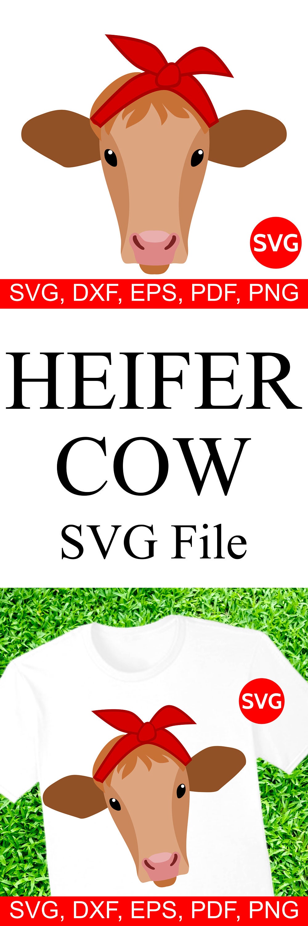 Heifer SVG file Heifer Cow with Bandana SVG Heifer shirt SVG | Etsy
