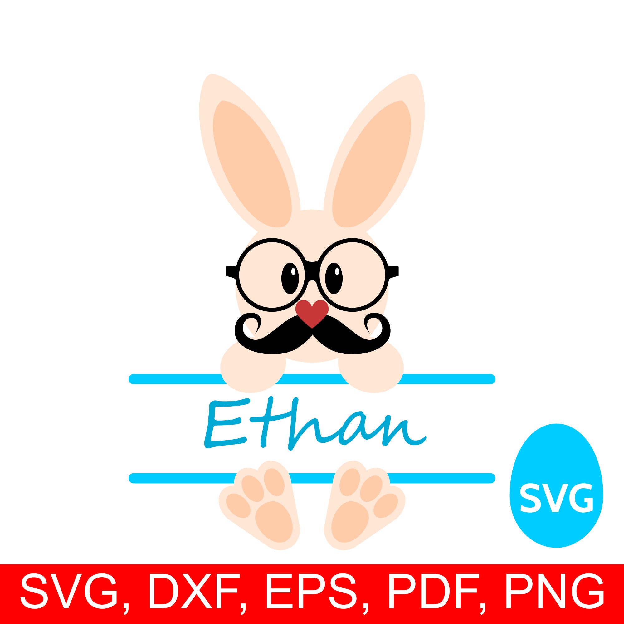 Download Hipster Easter Bunny Monogram Frame for Boys SVG file for Cricut and Silhouette, a very hip ...
