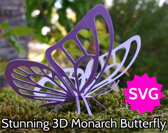 Stunning SVG Butterfly 3D or 2D. Cricut & Silhouette cut file to make amazing kirigami Monarch Butterflies that stand on their legs!