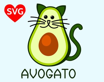 Funny Avogato SVG File, printable clipart of an Avocado Cat to make Cinco de Mayo shirts, cards, decorations and invitations