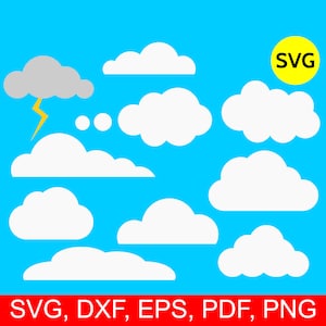 10 Cloud Svg Bundle, Clouds SVG, Lightning SVG, SVG cloud, cloud clipart, cloud printable, cloud dxf, cloud clip art, cloud Svg files Cricut