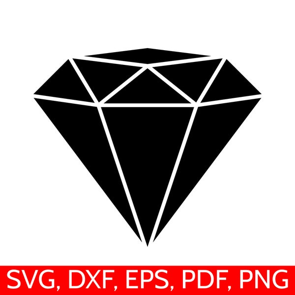 Diamond SVG File, Diamond Clipart, Diamond DXF, Diamond Silhouette, Diamond Cricut, Engagement SVG Files, Diamonds Clip art, Black Diamond