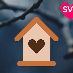 De la maison en bois fichier SVG nichoir pour Cricut & Silhouette, oiseau oiseau maison clipart, oiseau maison dxf, coeur oiseau maison SVG, SVG