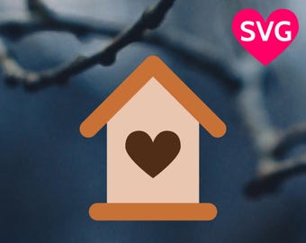 Wooden Birdhouse SVG file for Cricut & Silhouette, Bird house SVG, Heart Bird House SVG, Bird house dxf, Bird house clipart