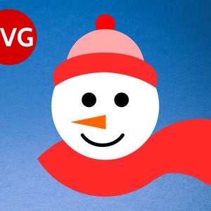 Schneemann Gesicht SVG Schnittdatei für Cricut & Silhouette, Weihnachten SVG Schneemann Gesicht mit Wollmütze und Schal