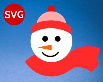 Snowman Face SVG cut file for Cricut & Silhouette, Christmas SVG Snowman Face with wool hat and scarf