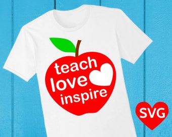 Apple "Teach Love Inspire" SVG file to make cards for teachers