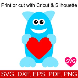 Valentine's Day Love Monster SVG-bestand, Cute Monster clipart, Cute Valentine's dag SVG-bestanden, Monsters SVG, Monster clipart, Funny Monster