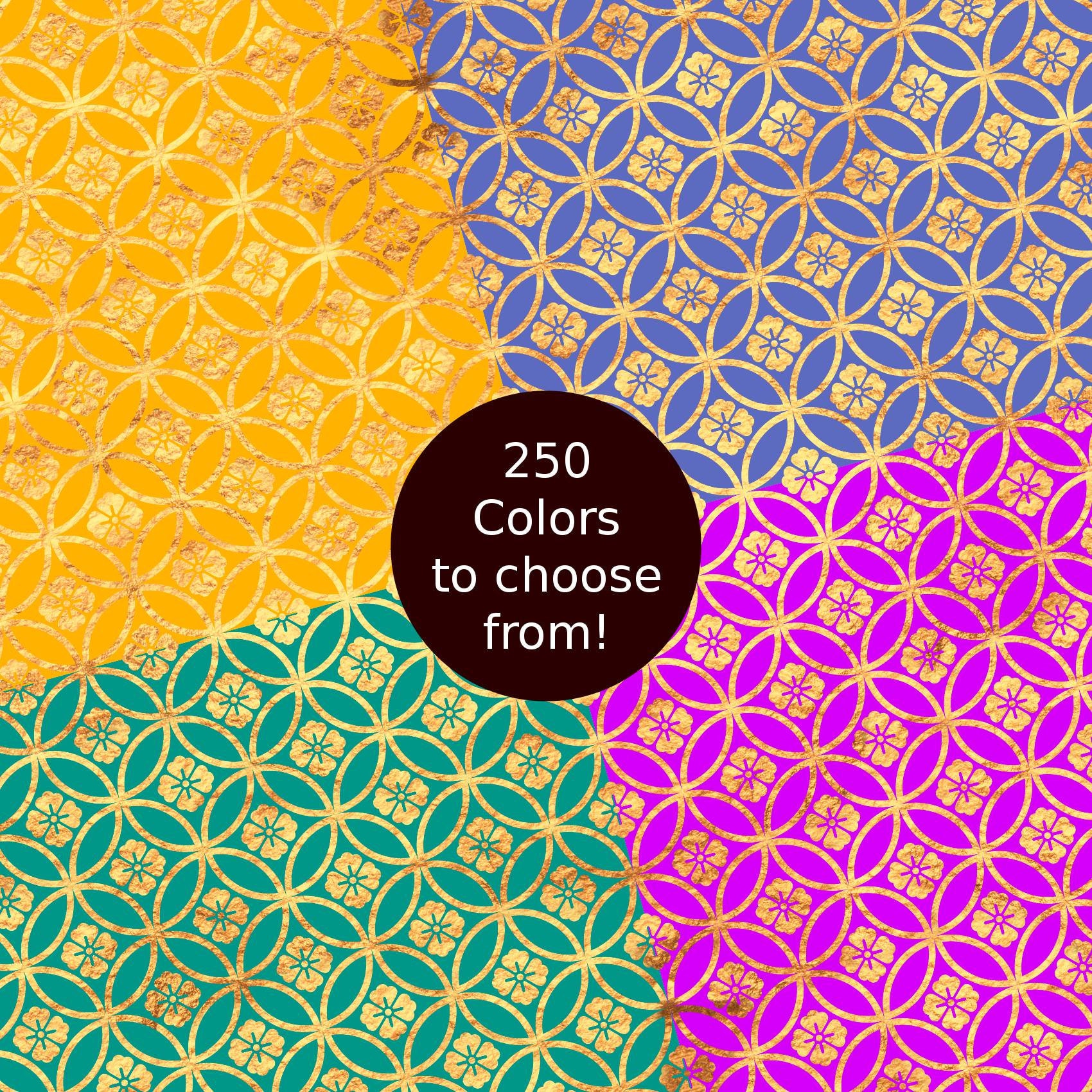 250 Golden Japanese Gems Digital Paper Pack with 250 Colors, Rainbow