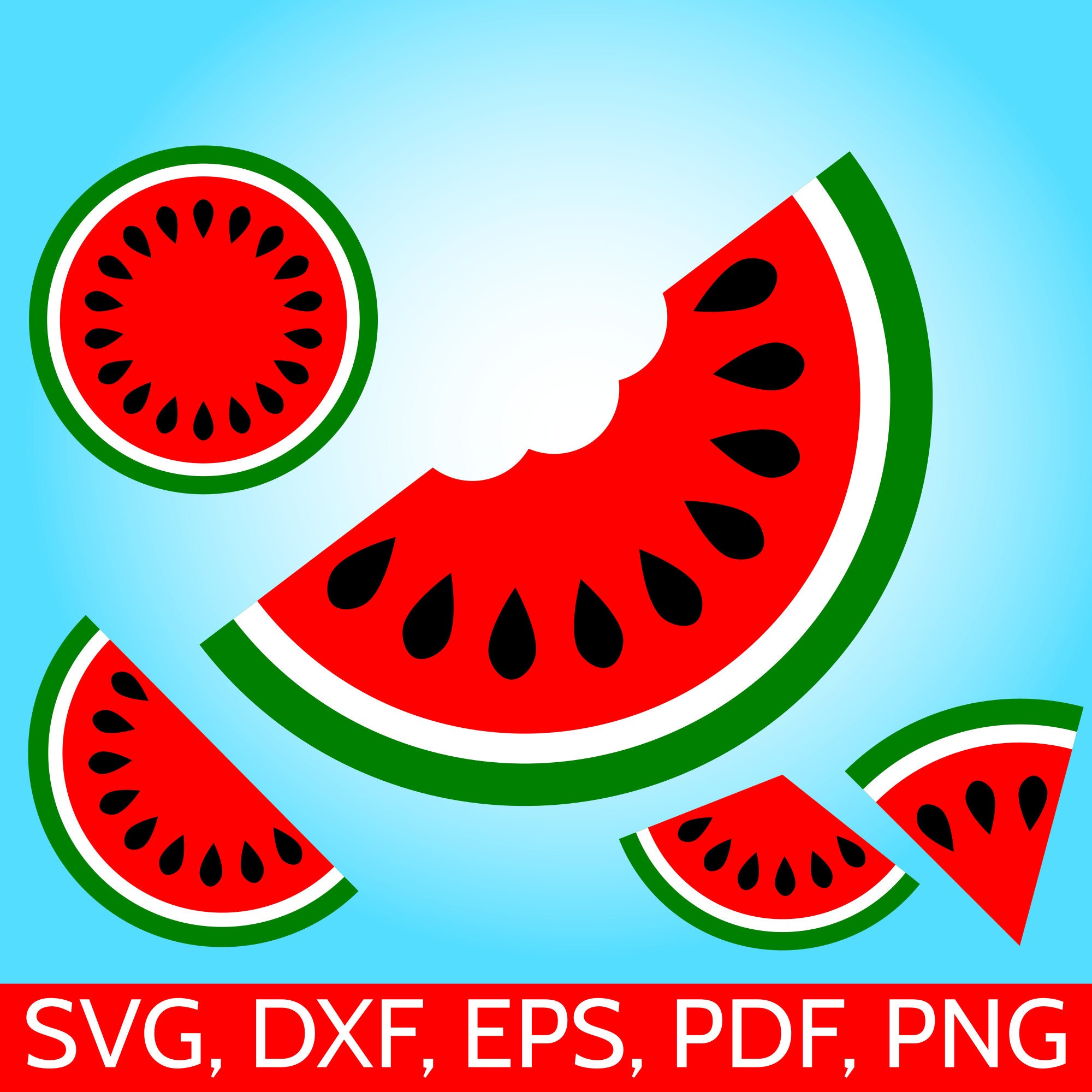 5 Watermelon SVG designs for Cricut and Silhouette, for Watermelon birthday parties, invites ...