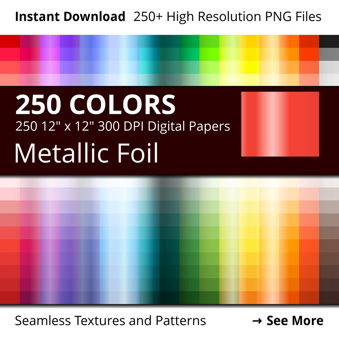 Metallic Foil Digital Paper Pack, 250 Colors Metallic Digital Paper