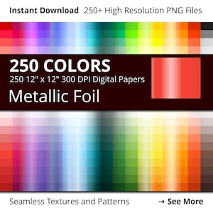 Metallic Foil Digital Paper Pack, 250 Colors Metallic Digital Paper Foil Seamless Texture, Rose Gold, Copper, Silver Gradients Textures
