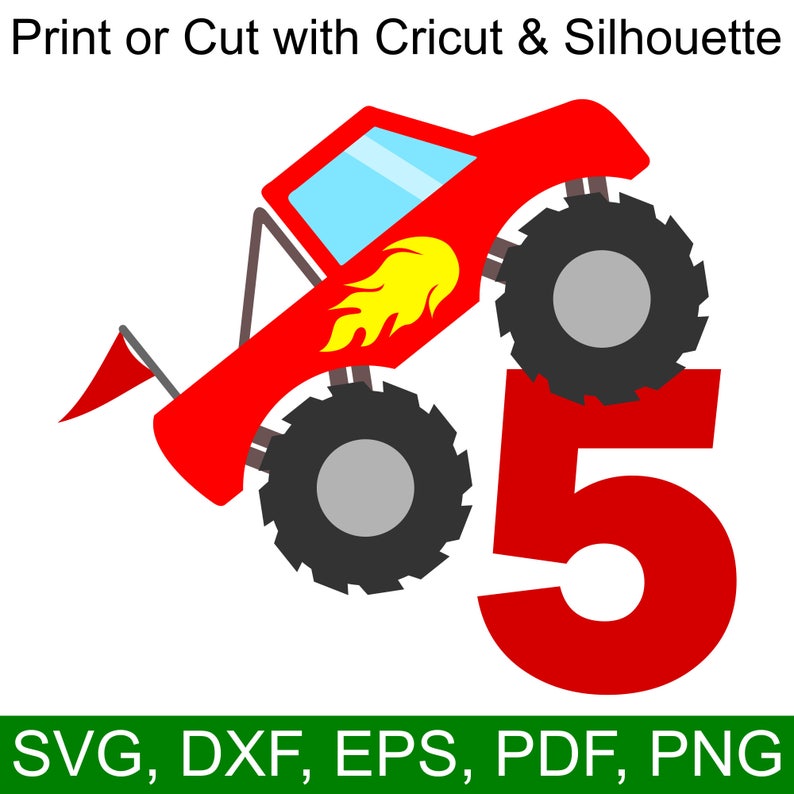 Download 5th Birthday Boy SVG File Monster Truck Birthday SVG | Etsy