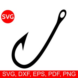 Fishing Hook SVG File, Fishing Hook Clipart Png, Fishing SVG Files for Cricut and Silhouette, Fishing Hook DXF, Fishing Hook Clip Art Pdf
