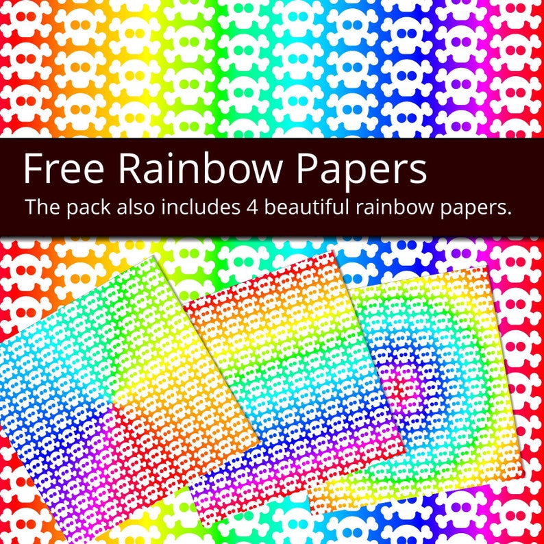 Pirate Skulls Digital Paper Pack, 250 Colors Digital Paper Skull and ...