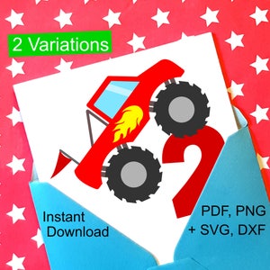 2nd Birthday Boy SVG File, Monster Truck Birthday SVG, Printable 2nd Birthday Clipart, 2nd Birthday Shirt Invite Invitations Design Download