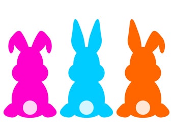 Easter Bunny SVG cut file and Easter Rabbit clipart, set of 3 assorted Easter Bunnies Silhouettes