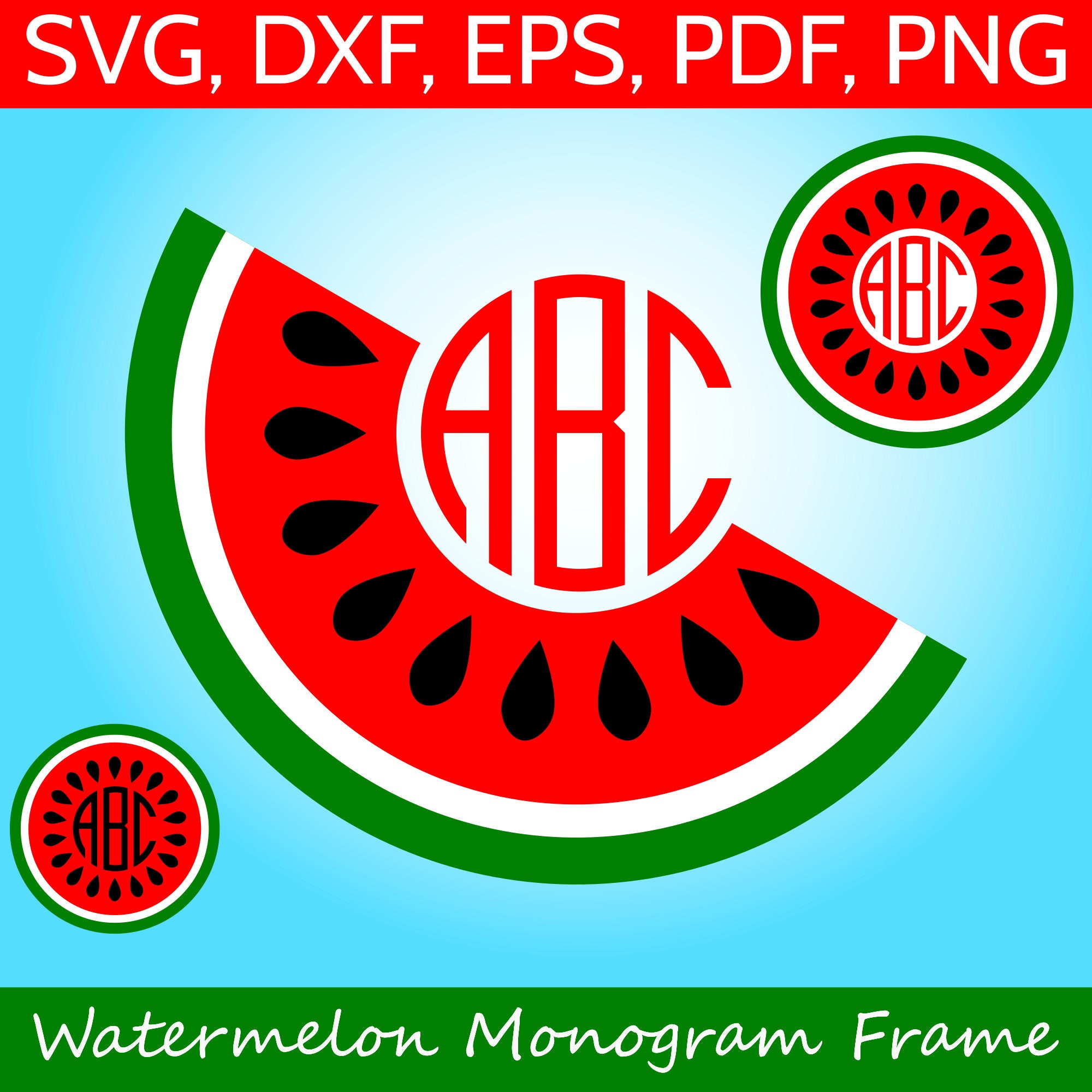 Download Watermelon Monogram Frames SVG files for Cricut and Silhouette