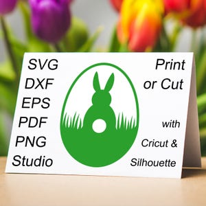 Easter Bunny Easter Egg SVG, Easter Egg SVG file for Cricut, Easter Bunny Silhouette Dxf, Easter Egg and Rabbit Printable Clipart PDF Png
