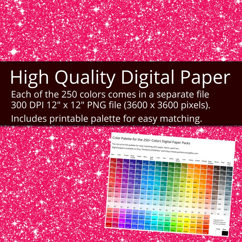 Glitter Digital Paper Pack, 250 Colors Digital Glitter Texture Sparkle Scrapbooking Paper Download, Rainbow Glitter Digital Papers Pack image 2